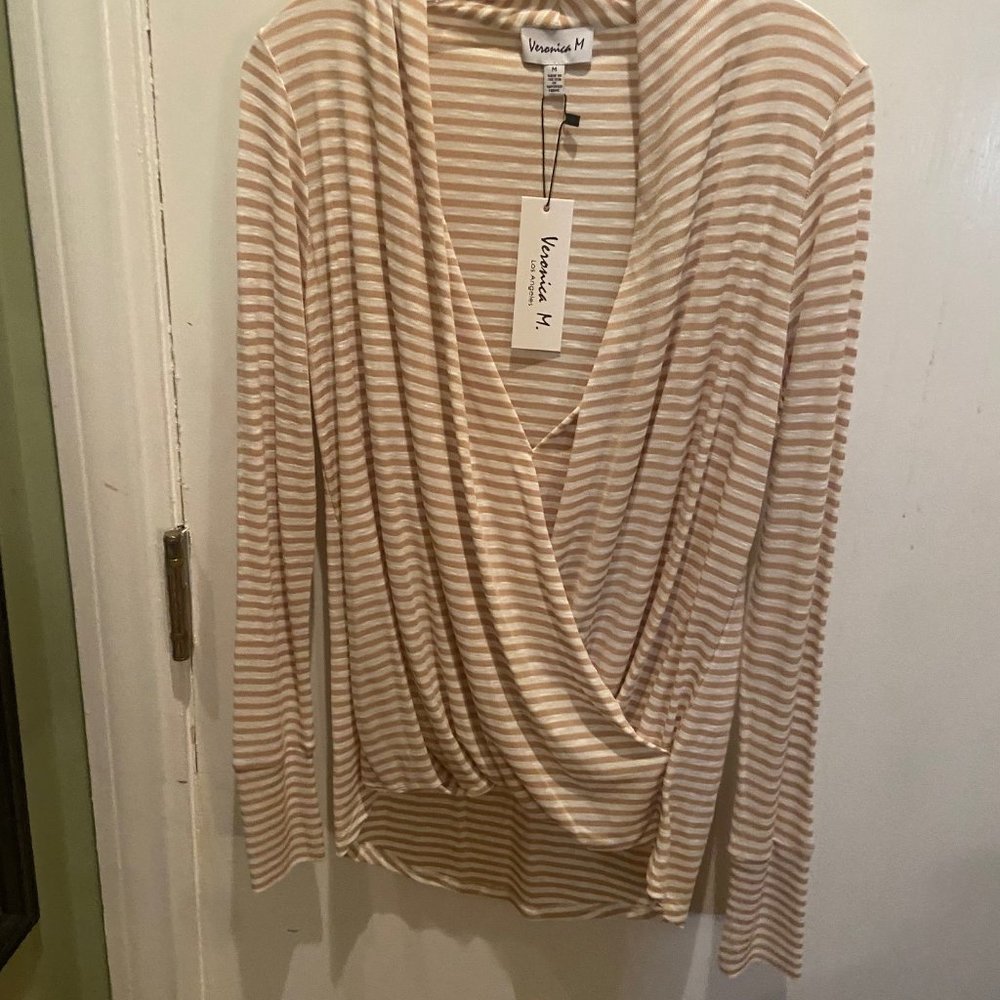 Veronica M. Long Sleeve Cupro Draped Surplice Top, Size Medium, Brand New!